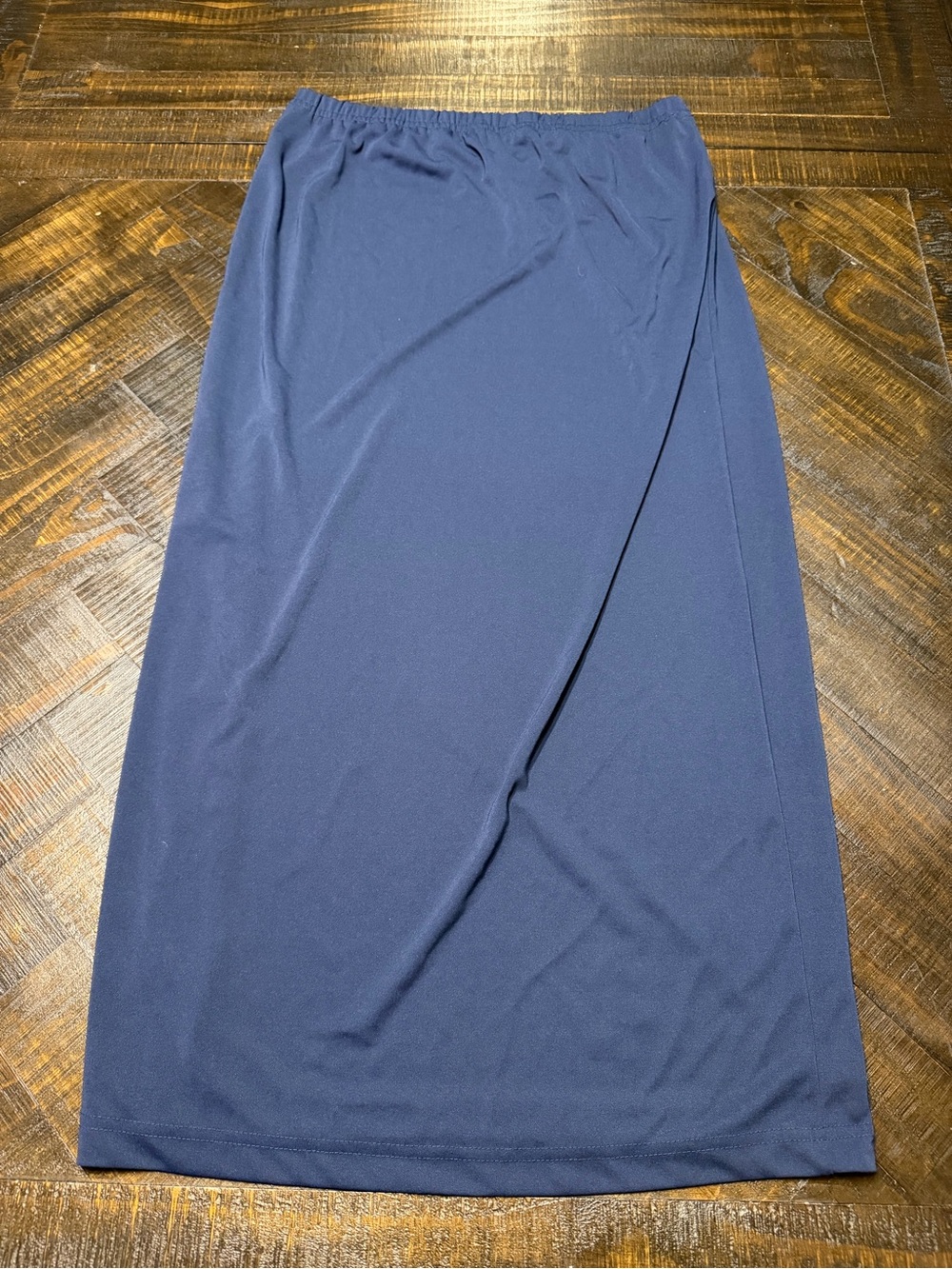 kathy ireland Navy Wrap-Detail Midi Skirt